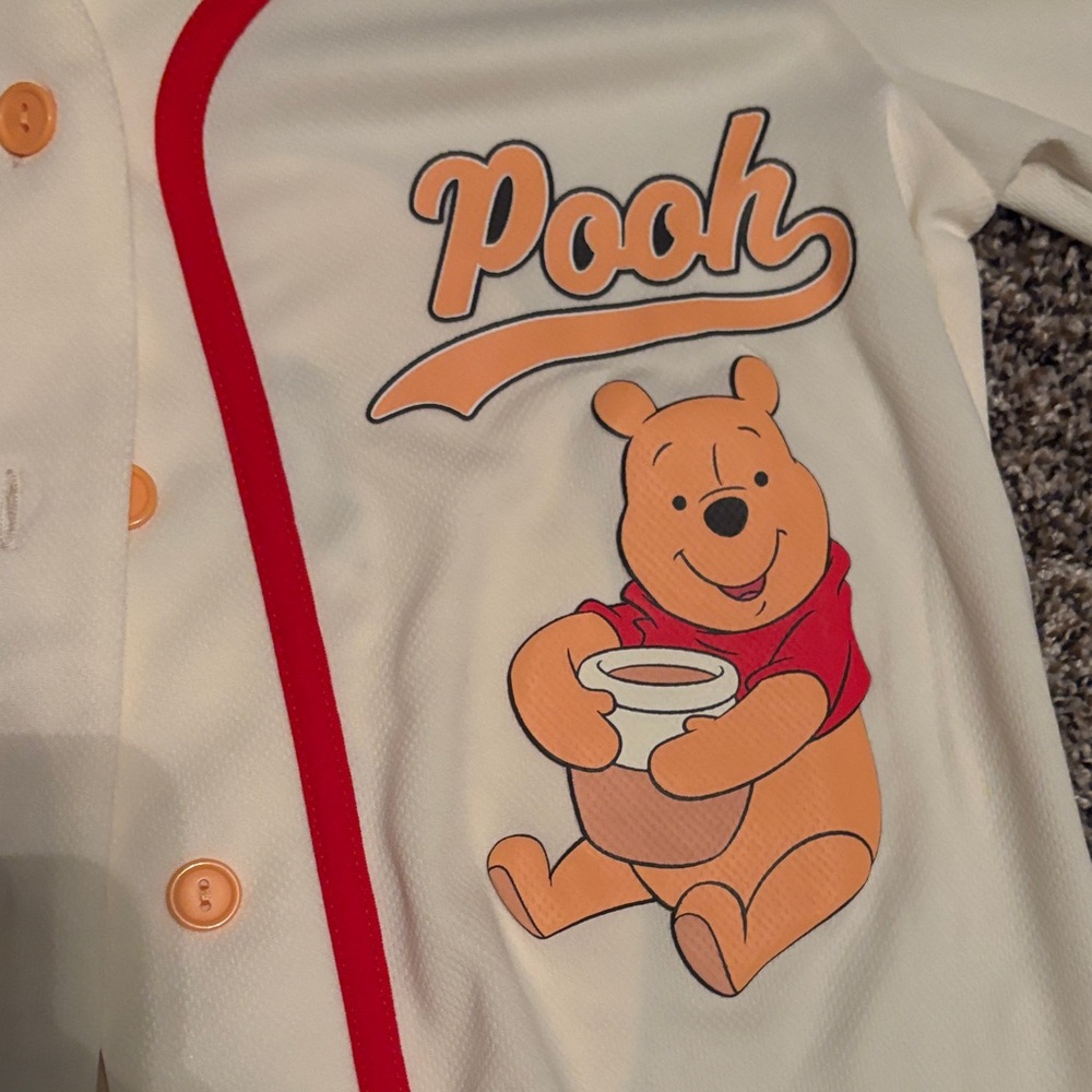Disney Cream Pooh Baseball Shirt with Red Trim - Picture 6 of 7